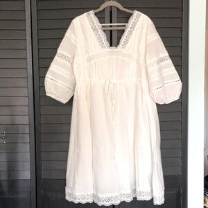 Anthropologie White Cotton Lacy Dress Size L NWOT Unworn